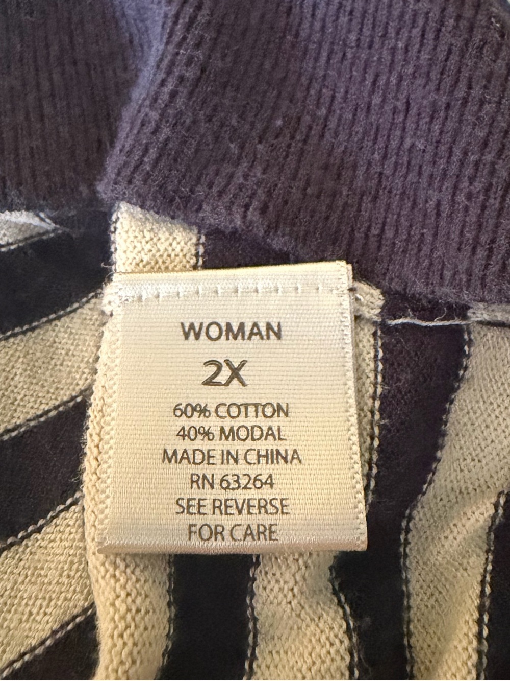 2X- dressbarn Navy and Cream Striped Cardigan - Picture 4 of 5